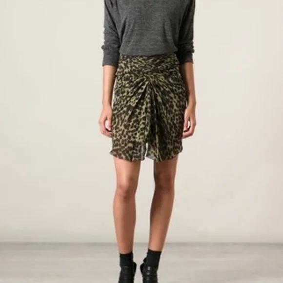 Isabel Marant Etoile Collen Gathered Leopard Skirt - Picture 3 of 8